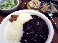 「ガーリックハンバーグセット680円+ライスをカレーライスに変更3」@ステーキと焙煎カレー ふらんす亭 神保町店の写真