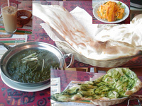 「ほうれん草とマトンカレー（ナン、辛口）@アイスチャイ@ほうれん草」@サンティ 八幡店の写真