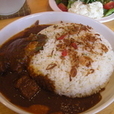 ハンバーグカレー900円メガ盛り200円ミニサラダ200円