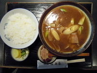 「カレー南蛮そば850円+半ライス150円=1,000円」@そば処 稲廼家の写真