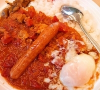 「フレッシュトマトカレー+トッピング （290円+110円）」@松屋 つくば西大通り店の写真