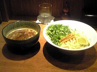 「つけ麺+ねぎ（九条ねぎ）」@麺屋いわ田の写真