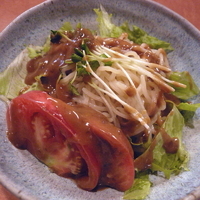 「ラーメンサラダ 300円 + ビール（スーパードライ） 190円」@らぁめん居酒屋 北斗辛軒の写真
