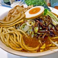「和風カレーらーめん（太麺・並盛260g・低辛） ￥750」@龍神の写真