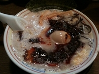 「【冬季限定】赤潮豚骨ラーメン 700円（カタメ）+味玉サービスク」@節の写真