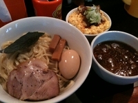 「味玉つけめん 880円（太麺300g）+ マヨたまちゃー丼200」@らーめん こてつの写真