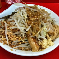 「ラーメンミニ（ニンニク少し・野菜￥650）カレー揚げねぎ（￥15」@ラーメン 学の写真