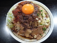 「【限定】たっぷりもやしと味付け背アブラの醤油まぜそば」@麺屋 はなび 高畑本店の写真