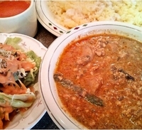 「日替わりランチ（野菜と挽き肉のカレー・サラダ・スープ）辛口（75」@カレーショップ スリ・ランカの写真