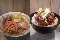 「汁なし￥650 +温卵￥100 +ほぐし肉入りミニラー油丼」@麺や 武蒼の写真