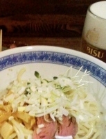 「あぶらそば+生ビール」@燦燦斗の写真