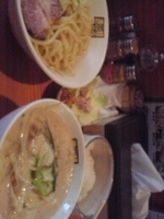 「ランチBセット（つけ麺中盛・味噌ご飯）」@濃菜麺 井の庄の写真