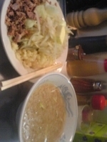 「つけラーメン700 細切豚70 バター30 アブラニンニク」@らーめん大 練馬店の写真