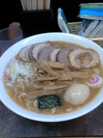 「中華そば+大盛+海老玉+豚のせ:1250円」@六厘舎 本店の写真