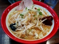 「から味噌ラーメン（780円）」@手打ち極太麺 ジョニーの味噌の写真
