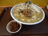 「『焦がし味噌麺+辛味噌（￥750+100）』」@丹行味素 北新横浜本店の写真