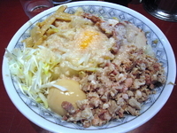 「油そば（中）+細切れ豚」@らーめん大 大森店の写真