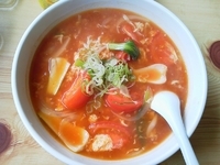 「とまとラーメン+大盛り」@佐野青竹手打らーめん 大関の写真