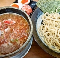 「海老つけめん+味玉&エビ」@MENYA 食い味の道有楽の写真