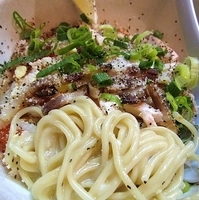 「鶏塩特製あえソバ～冷やしカルボナーラ仕立て【限定】 850円」@麺や 福一の写真