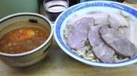 「づけ麺味噌（極太麺）+バカ豚+麺増し100g（680+300+1」@勝神角ふじの写真