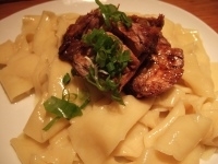 「味噌角煮つけそば 1350円 + 平打ち麺+100円 /大盛無料」@中華そば すずらんの写真