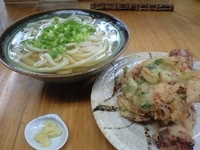 「あつあつうどん大+かき揚げ、竹輪天(450円+200円)」@純手打ち讃岐うどん 綾の写真
