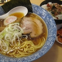 「中華そば+ちりめんご飯+サービスキムチ　650円+100円」@中華そば ふうみどうの写真