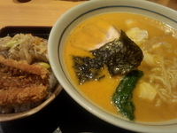 「ごま辛そば＋味玉＋季節のご飯」@味処 むさし野の写真