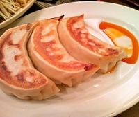 「かけ冷やし＆ジャンボ餃子(3コ)700円」@みんみんの写真