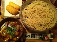 「みぞれ肉汁うどん（太打ち・大盛）＋柚子いなり（2ヶ）」@山長の写真