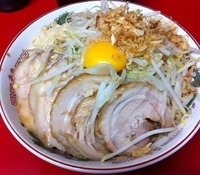 「ラーメン（650円)+汁なし(50円)ヤサイ・ニンニク」@ラーメン二郎 湘南藤沢店の写真