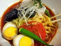 「冷製トウモロコシ麺トマトソース 850円」@麺工房 山久の写真