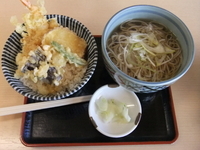 「天丼と温かいそばのセット」@手打ち蕎麦 鎌倉 梅の木 南太田店の写真