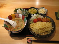 「冷汁つけめん御膳：１０００円」@旬魚菜・炭火焼・鍋・星火の写真