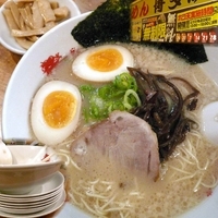 「ラーメン 500円 + 替玉 6玉 + 味玉 + メンマ」@博多風龍 秋葉原店の写真