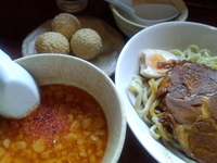 「雷醤つけ麺＋ゴマ団子+杏仁豆腐」@喝力屋の写真