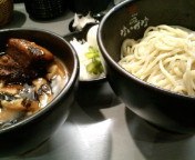 「スペシャルつけ麺(並盛･１辛)980円ライス&ゆで卵サービス」@極辛BLACKつけ麺 七代目けいすけの写真