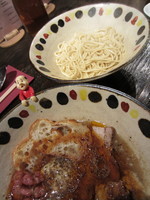 「オニオンスープらあめん（オニオンポタージュ　チーズつけめん）」@ふれんちラぁ麺ガスパールの写真