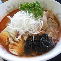 「赤池地獄の黒ラーメン（超激辛） 1000円」@極楽茶屋の写真