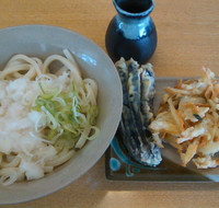「おろしぶっかけうどん+かき揚げ・ナス天」@讃岐うどん くうかいの写真
