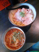 「MURASAKI（醤油つけ麺）７８０円+肉増し(ｸｰﾎﾟﾝ)」@肉そば総本店 麺屋宗の写真