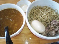 「スパイシーカレーつけ麺（中）・焼豚ミニ・味玉・粉チーズ」@つけ麺二代目いさおの写真