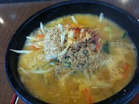 「石焼野菜担々麺（ライス、杏仁豆腐付）８８０円」@石焼らーめん 火山 滝谷町店の写真