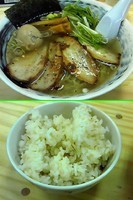 「濱塩肉のせ￥930＋味玉￥100＋麦飯(小)￥100」@らあめん こもん 鳥浜店の写真