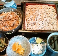 「しょうが焼き丼セット(もりそば)850円」@そば処 松島の写真