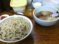 「つけ麺(中盛り)＋味玉＋辛エビ」@三竹寿の写真