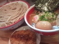 「特製豚鶏つけめん（大盛）＋チャーカツ」@赤備の写真