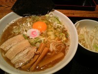 「ネギ玉中華そば+無料野菜」@中華そば 夢見月の写真