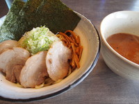 「エビ辛つけ麺　全部のせ（冷盛り）+ご飯」@つけ麺まぜそば専門店 えじまんの写真